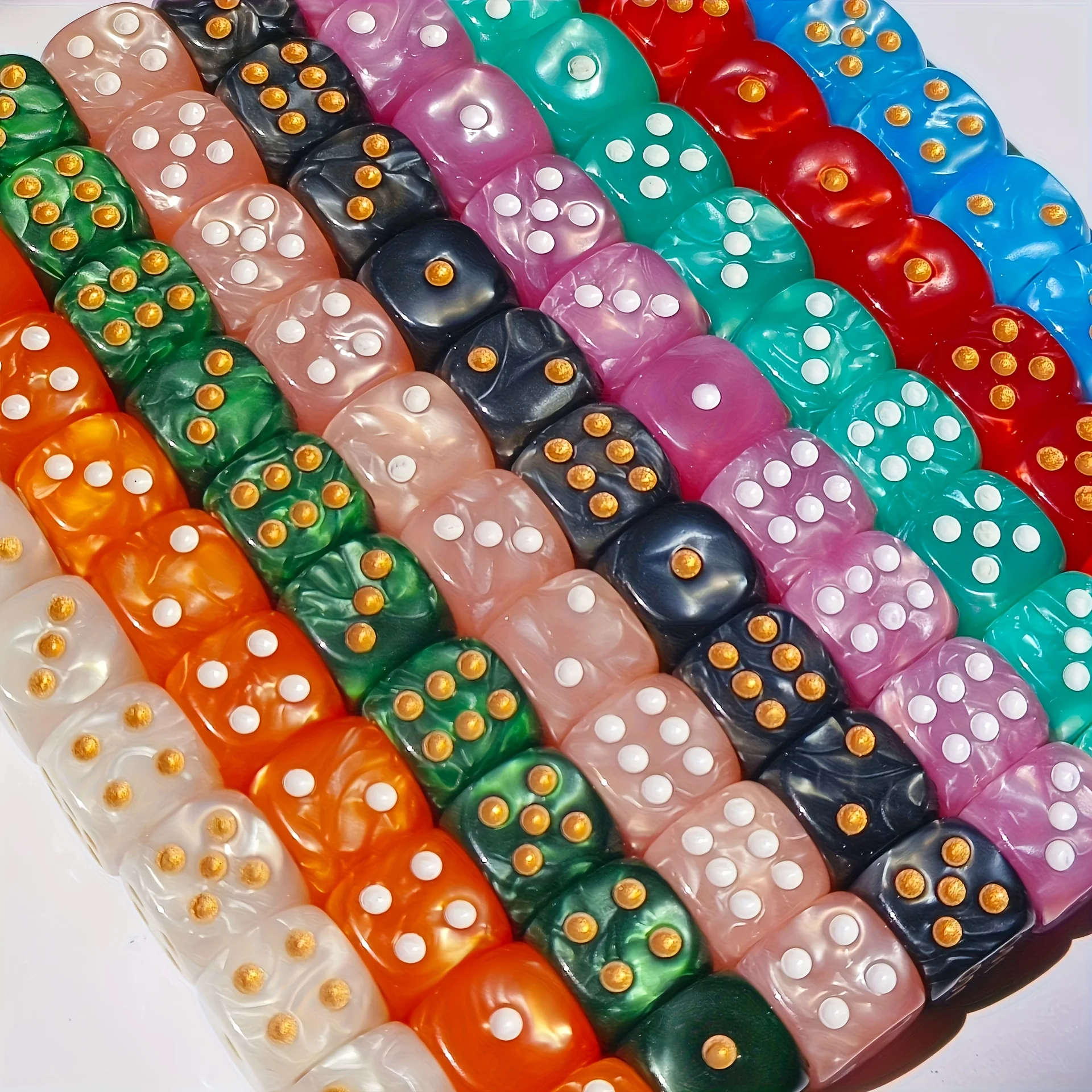 10Pcs 12mm Pearl Swirl D6 Dice - đánh giá và giá Board Game Arena